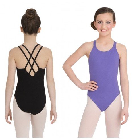 CC123C db strap cami leotard body con intreccio posteriore