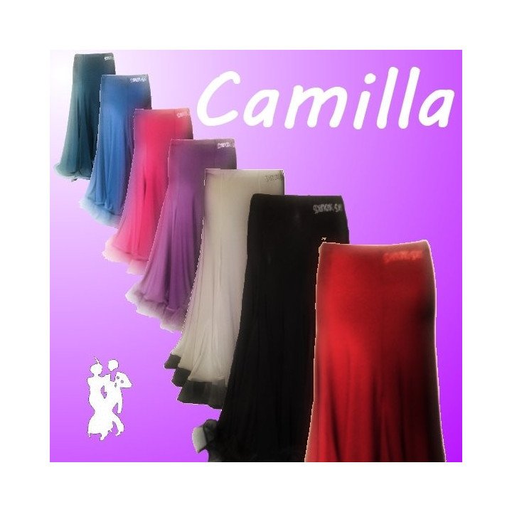 Gonna in crepe a teli con spicchi in retina e crinolina.