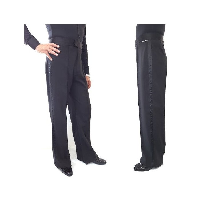 857 Pantalone con vita e bande laterali in raso