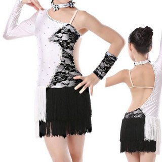 Abito latin bimba pizzo e frange