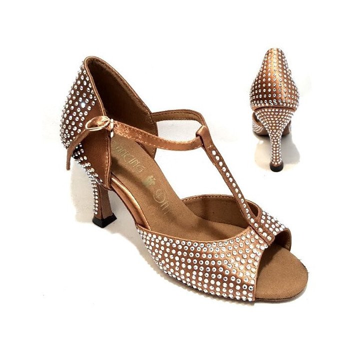 Sandalo a T raso Crystal fascia intera