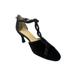Scarpa da ballo a T camoscio e vernice