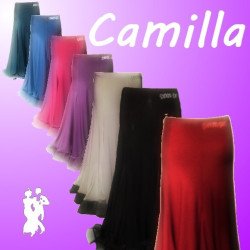 Gonna in crepe a teli con spicchi in retina e crinolina.